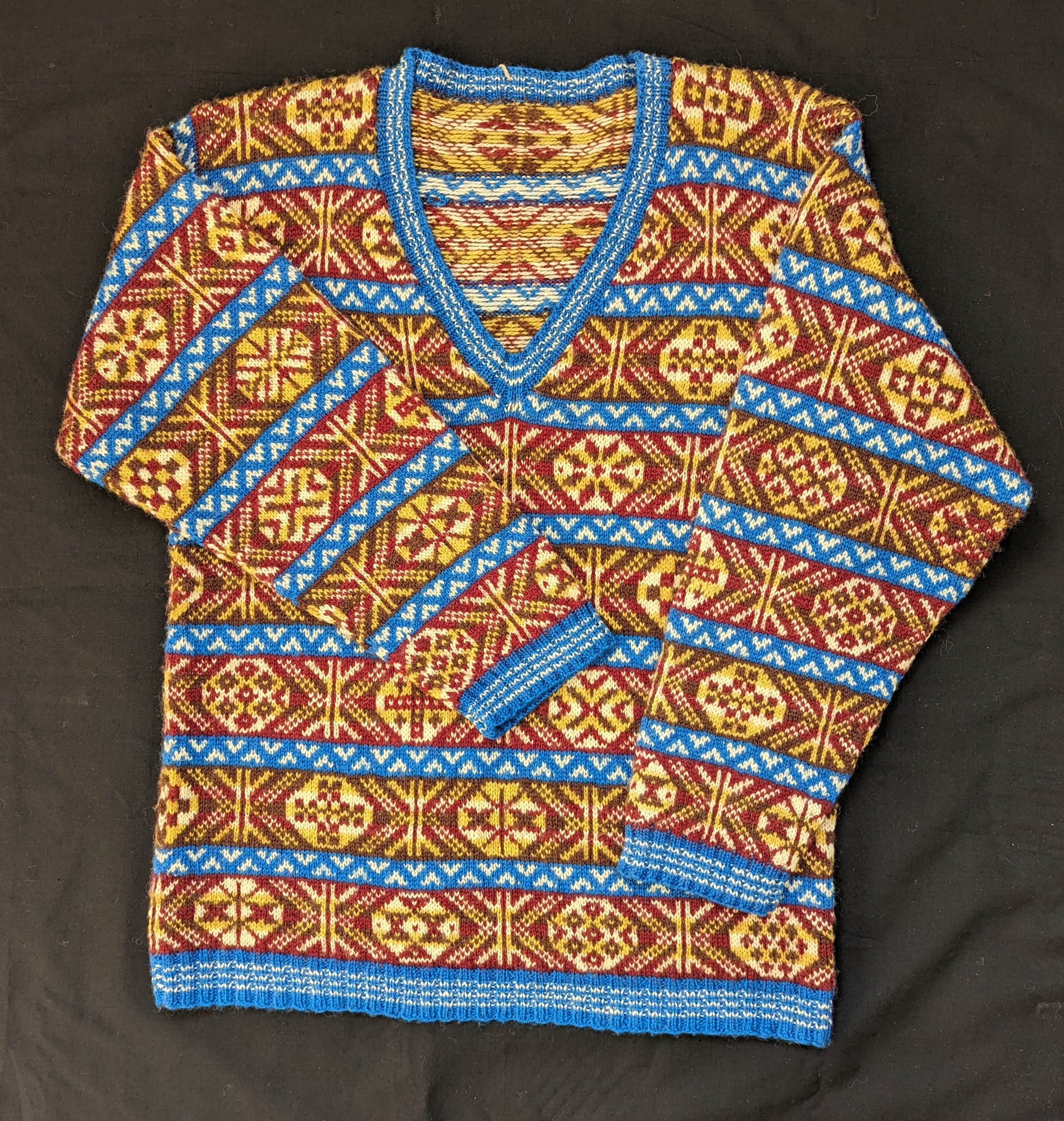 jamieson-smith-fair-isle-patron-pull-col-v-papier-tailles-32-48 image 3