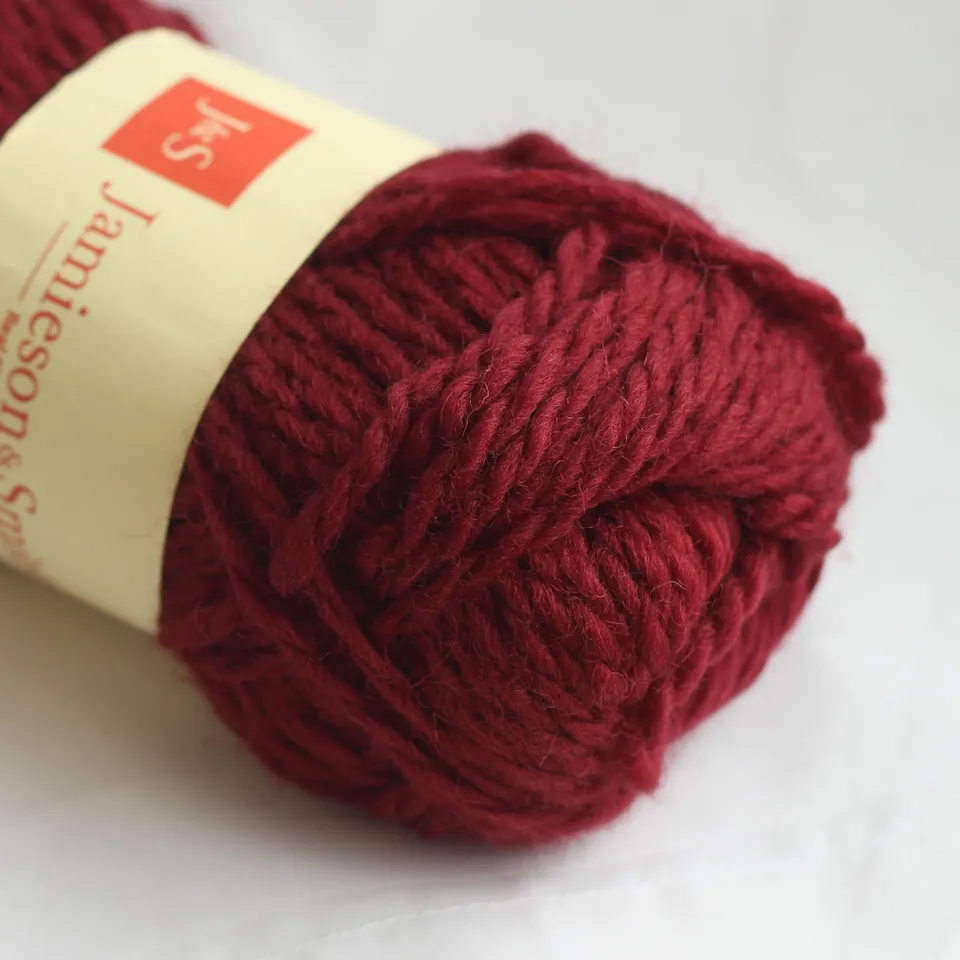 jamieson-smith-shetland-aran-worsted-fil-laine-berry-wine image 1